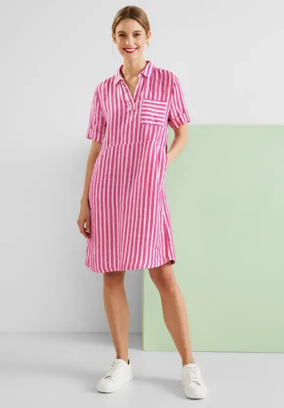 143475- Pink Stripe Linen Dress - Street One