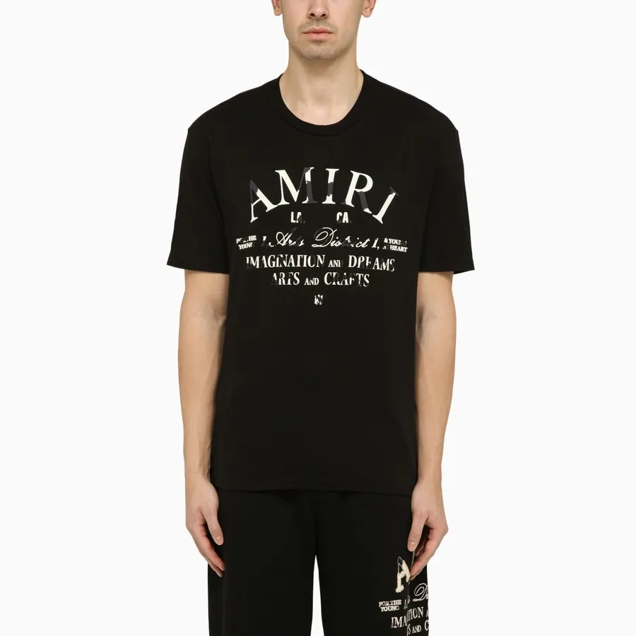 AMIRI  |Crew Neck Street Style Plain Cotton Short Sleeves Logo