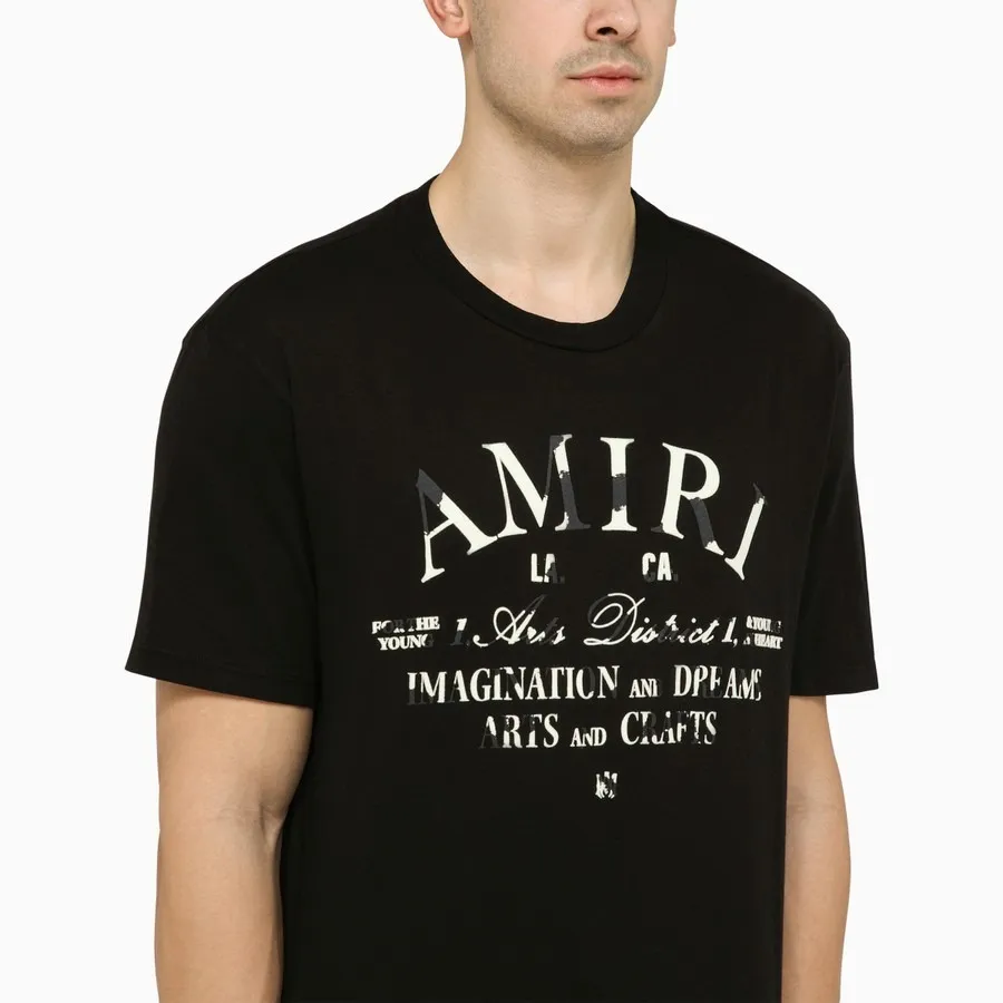 AMIRI  |Crew Neck Street Style Plain Cotton Short Sleeves Logo