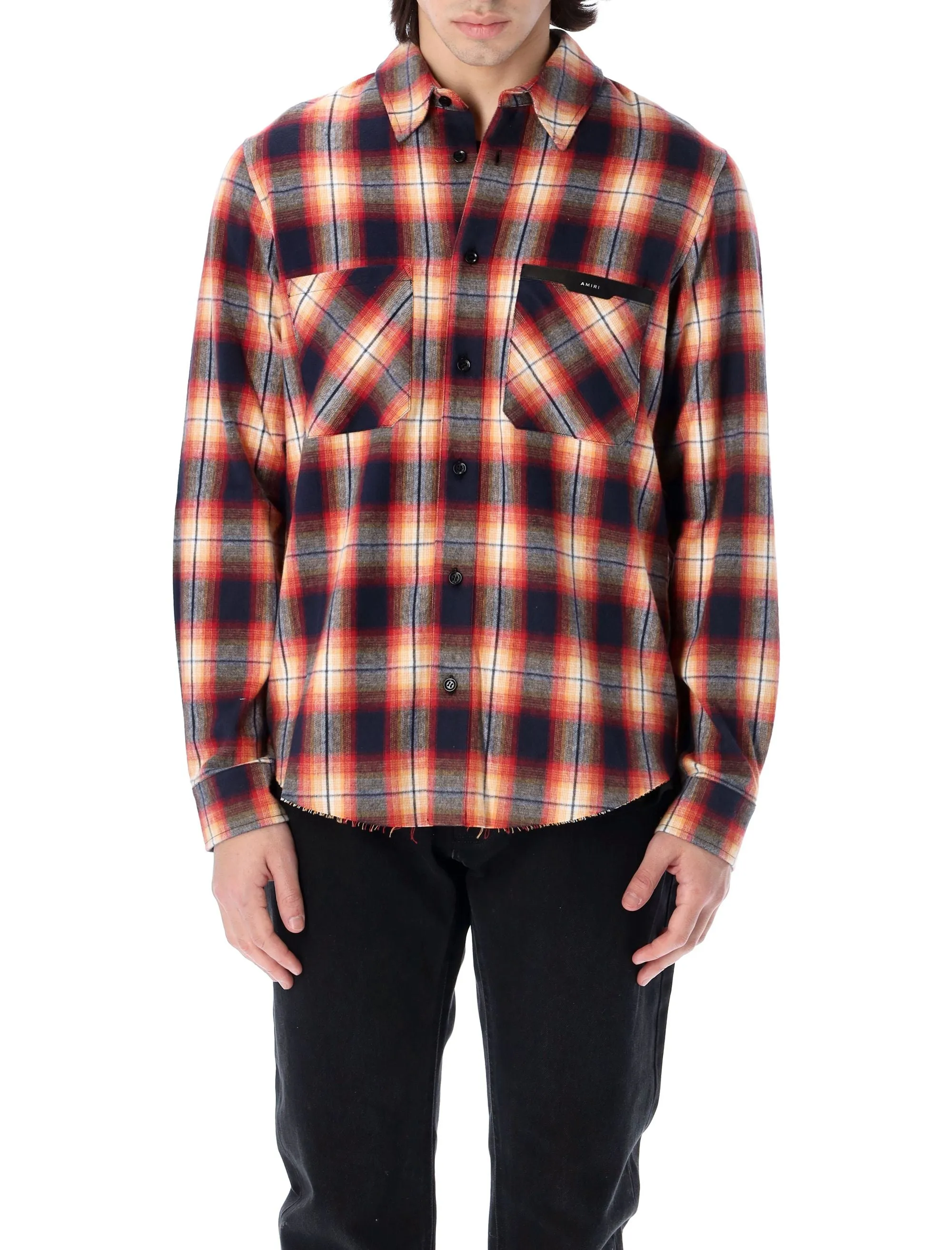 Amiri Logo Detailed Checked Shirt