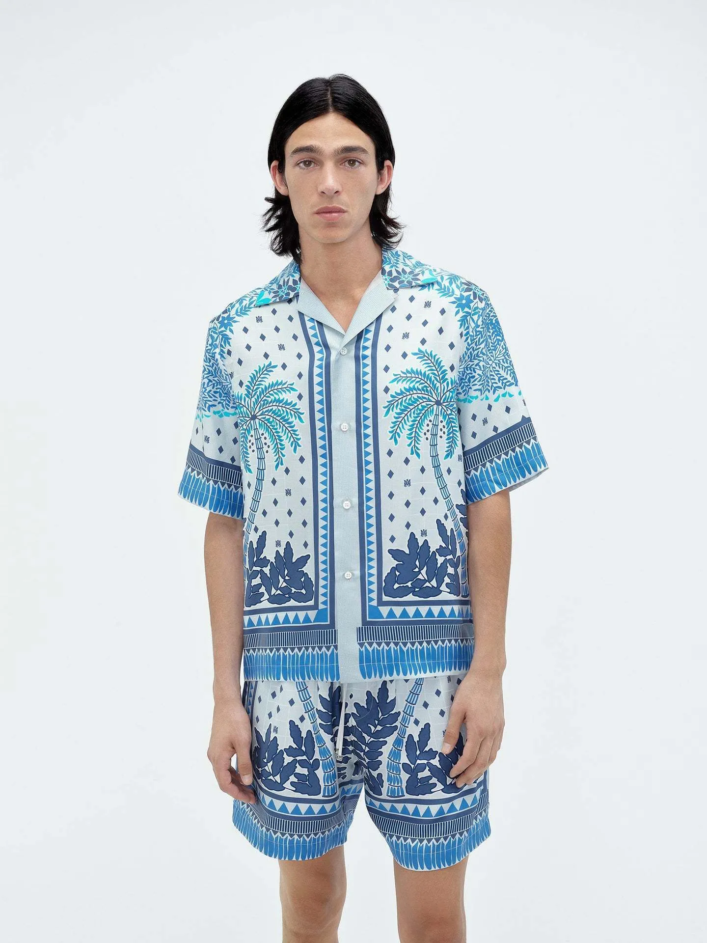 AMIRI  |Monogram Tropical Patterns Silk Street Style Short Sleeves