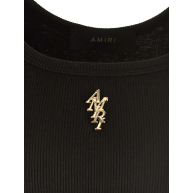 AMIRI  |Rib Street Style U-Neck Plain Cotton Logo Tanks & Camisoles