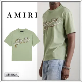 AMIRI  |Street Style Cotton Short Sleeves Logo T-Shirts