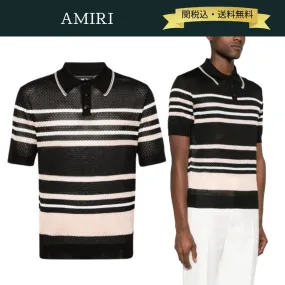 AMIRI  |Stripes Street Style Short Sleeves Polos