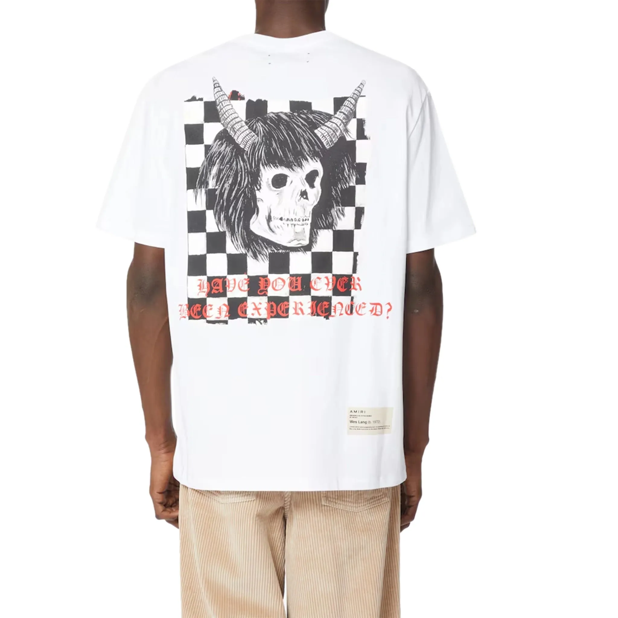 Amiri Wes Lang Checker Skull White T Shirt