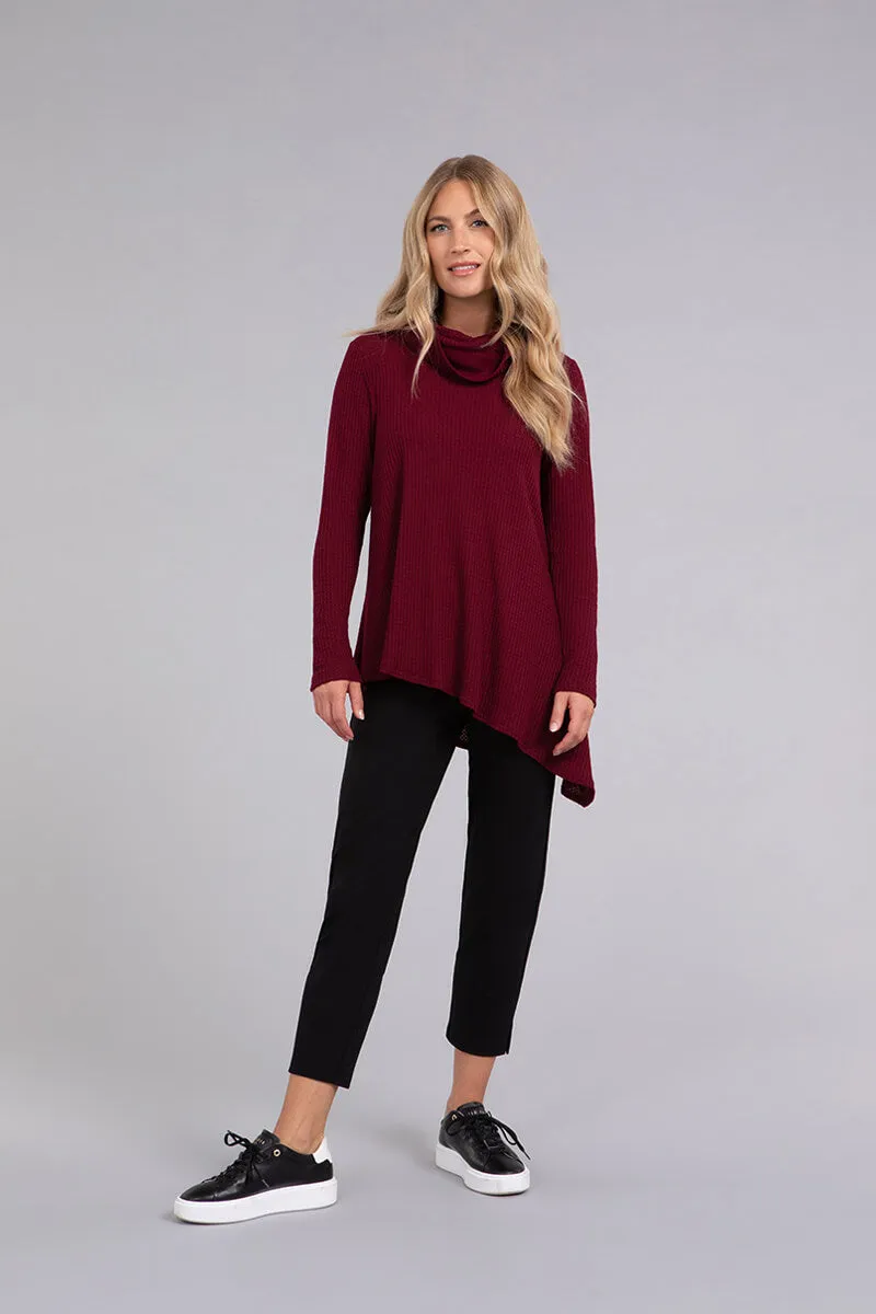 Angle Cowl Neck Waffle Sweater | Bloodstone