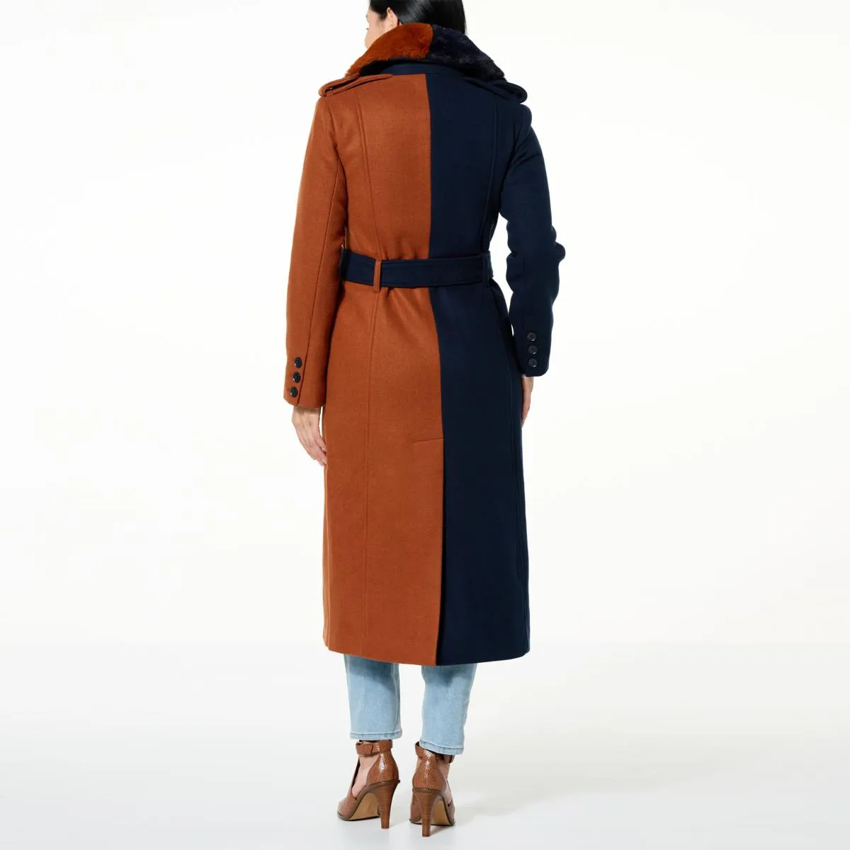      Badgley Mischka Military Style Colorblock Coat     