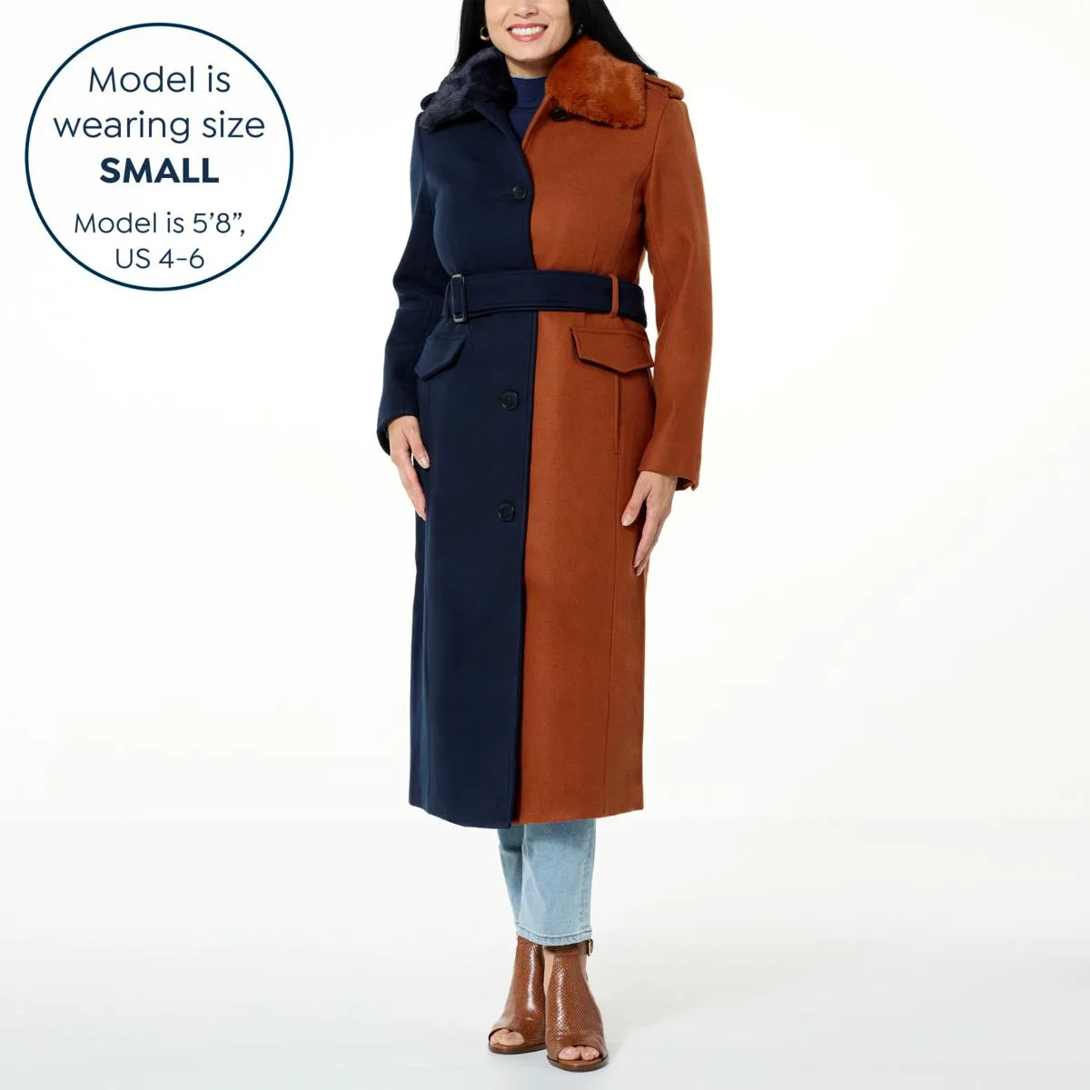      Badgley Mischka Military Style Colorblock Coat     