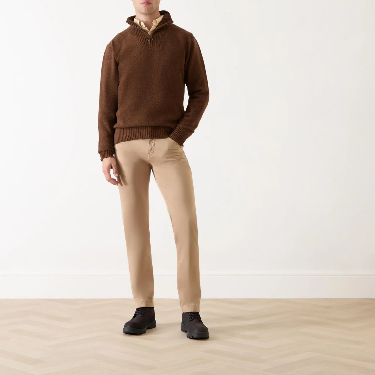 BARBOUR Half-Zip Sweater - Brown