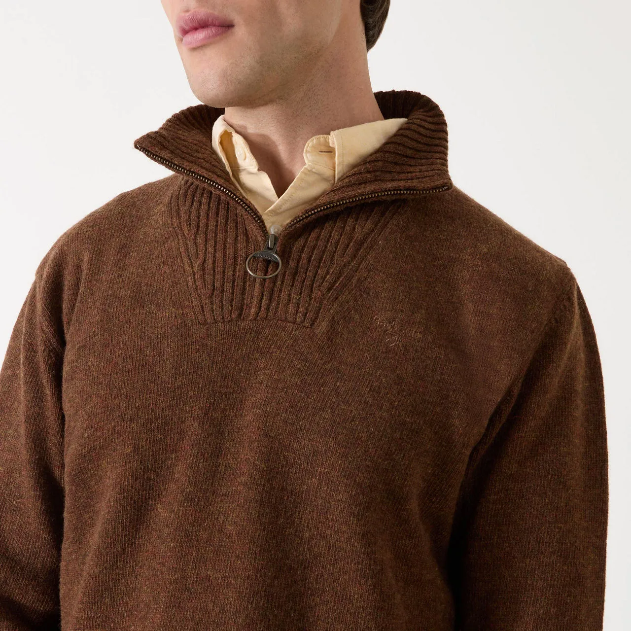 BARBOUR Half-Zip Sweater - Brown