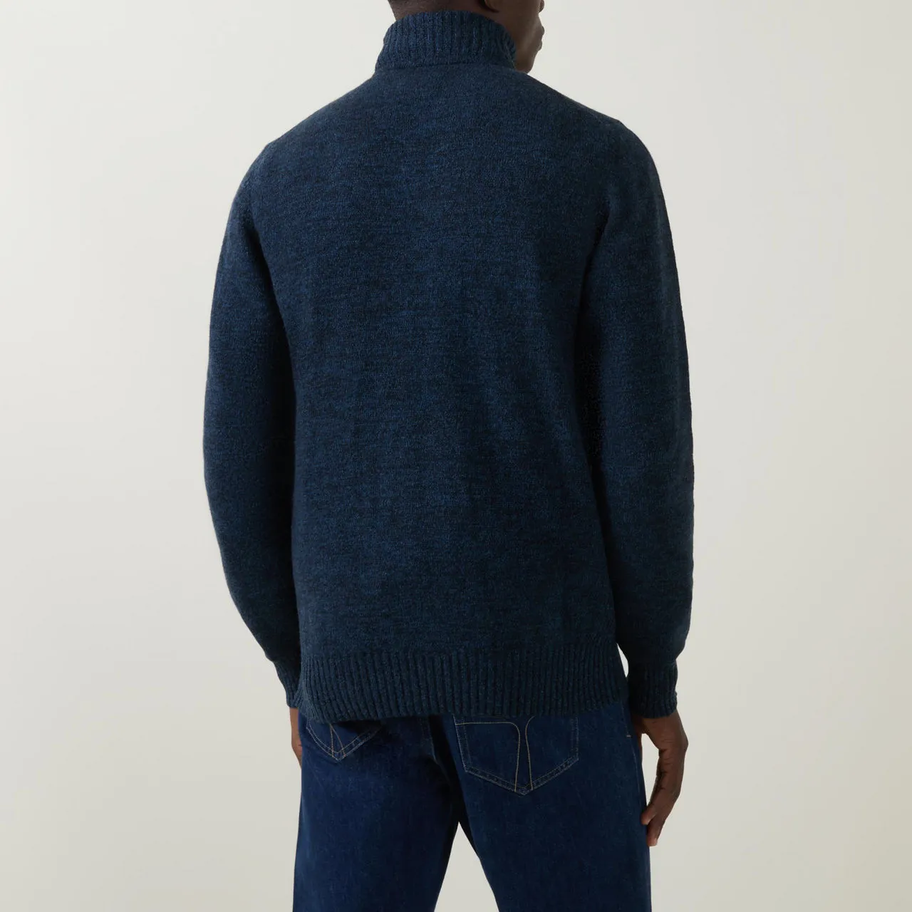 BARBOUR Half-Zip Wool Sweater - Navy