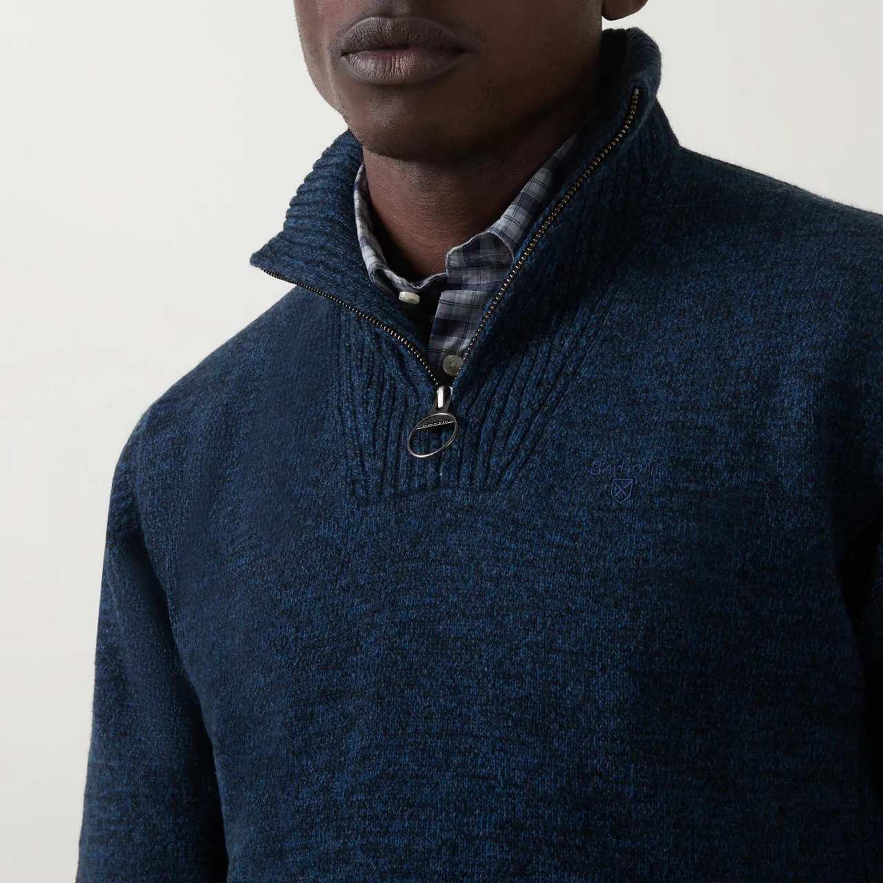 BARBOUR Half-Zip Wool Sweater - Navy