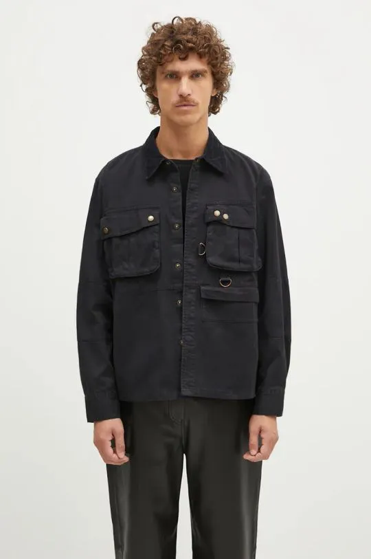 Barbour shirt jacket Oakmoor OS Twill Overshirt black color MOS0380