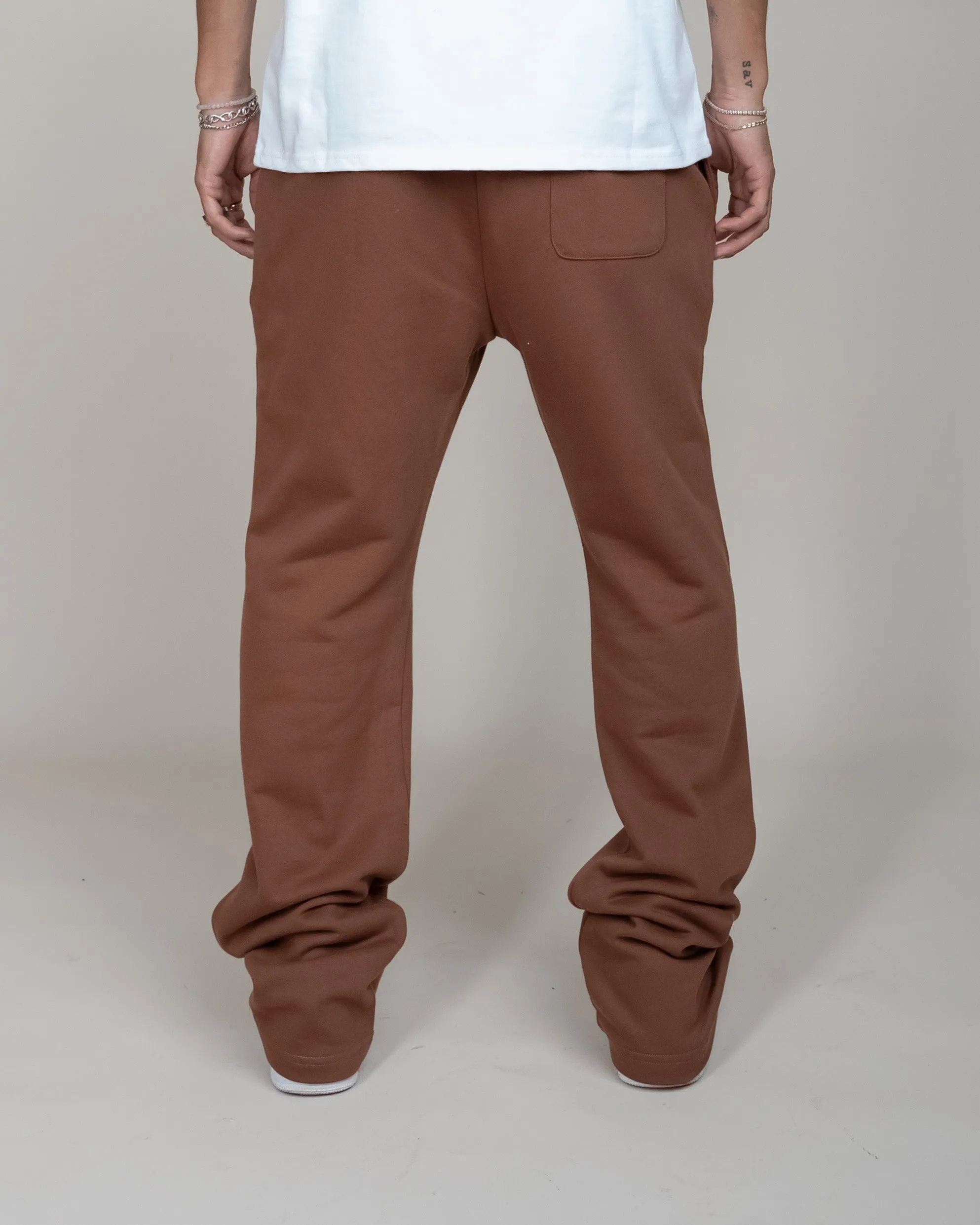 BIG N TALL PERFECT FLARE SWEATPANTS-BROWN