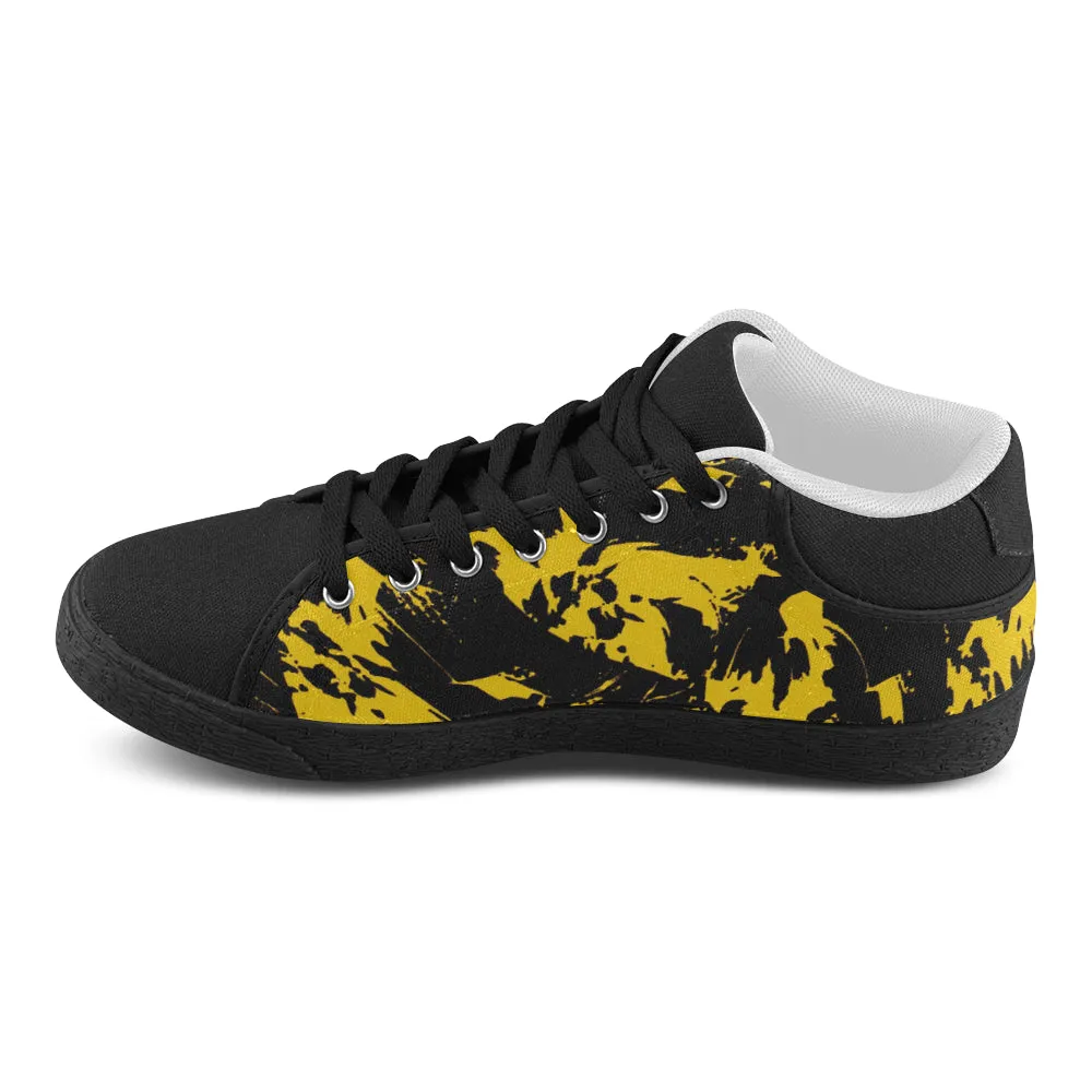 Black and Yellow Paint Splatter Men's Chukka Canvas Shoes