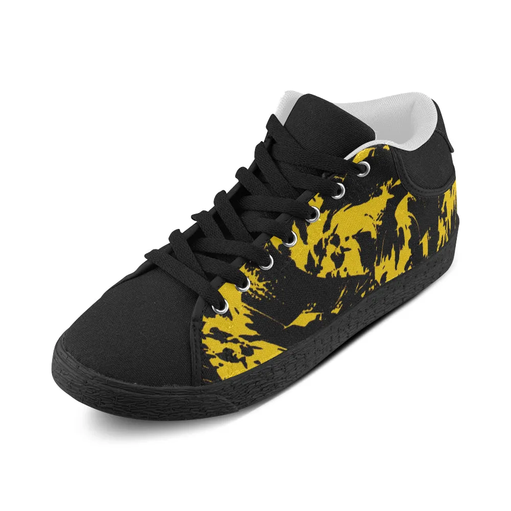 Black and Yellow Paint Splatter Men's Chukka Canvas Shoes