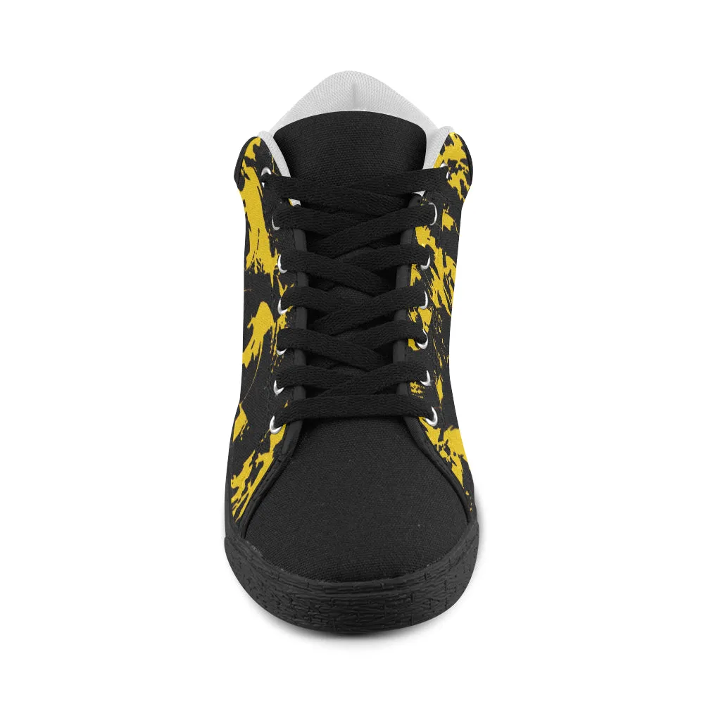 Black and Yellow Paint Splatter Men's Chukka Canvas Shoes