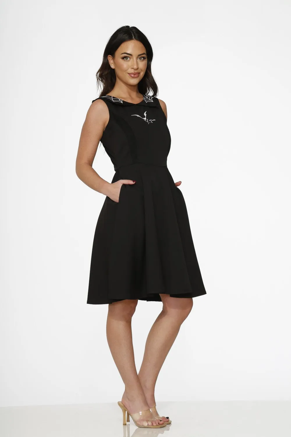 Black Spider Bat Swing Dress