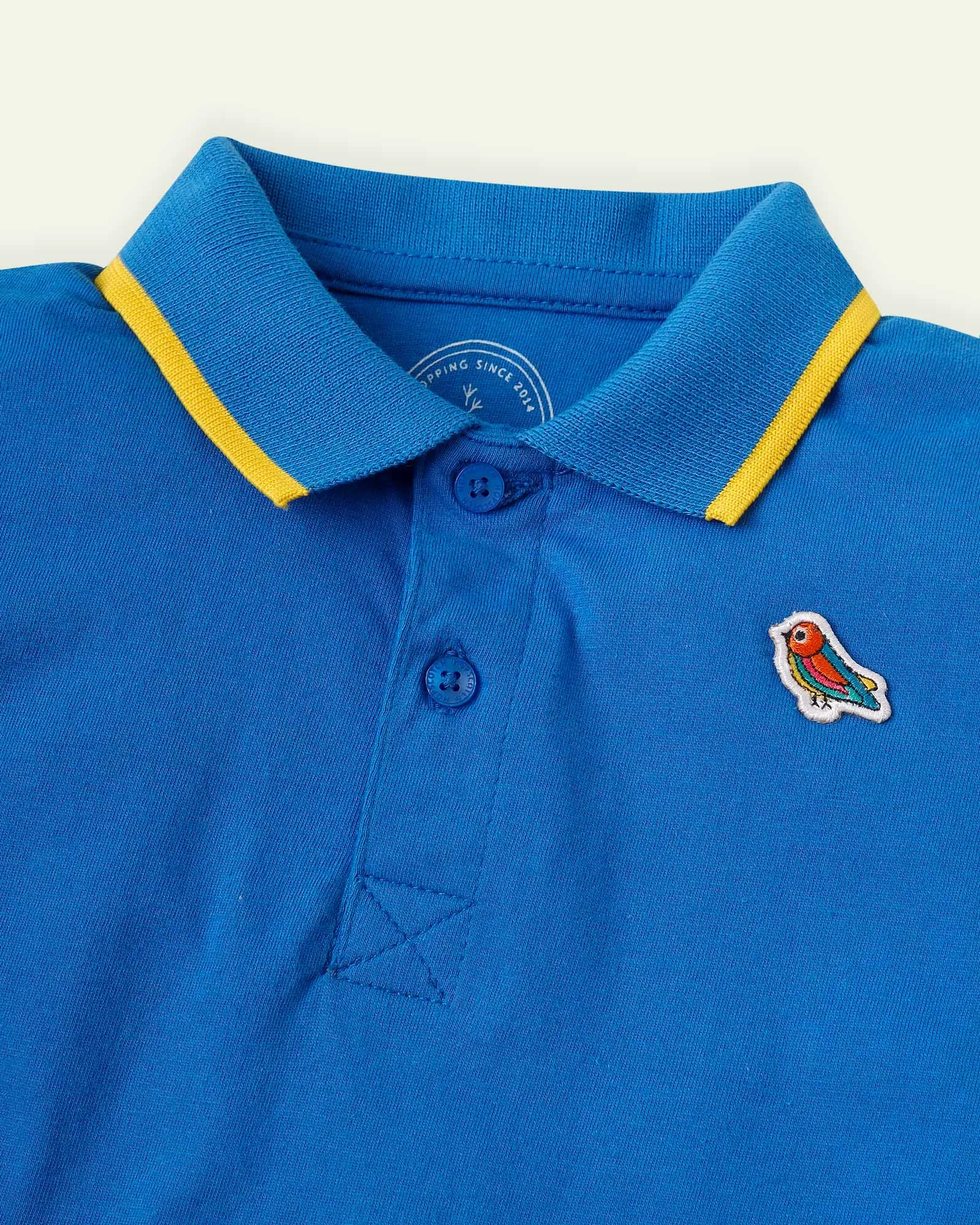 Blue Polo With Yellow Tipping