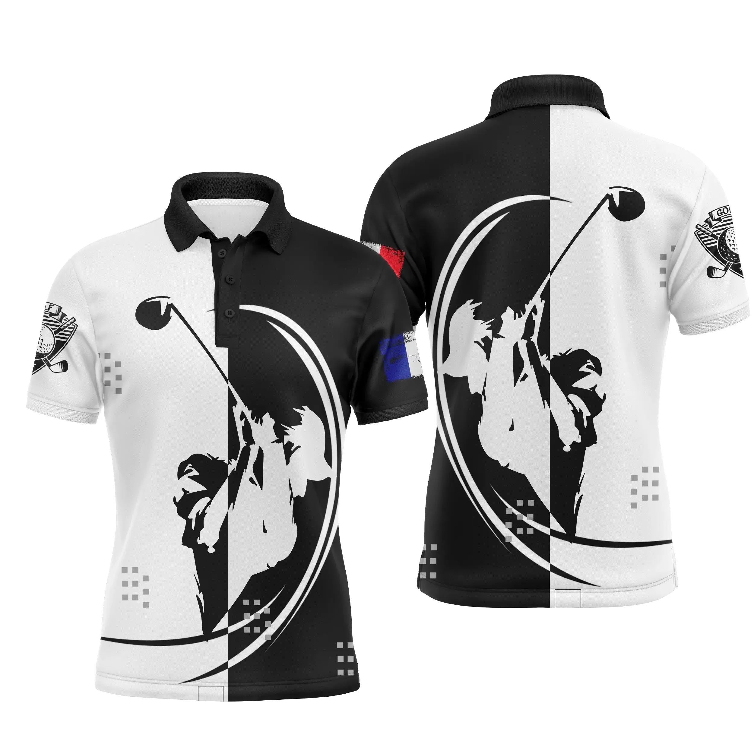 Chiptshirts - Polo De Golf, Cadeau Original Pour Fans De Golf, Polo de Sport Homme et Femme, Golfeur, Golfeuse, Drapeau France, 