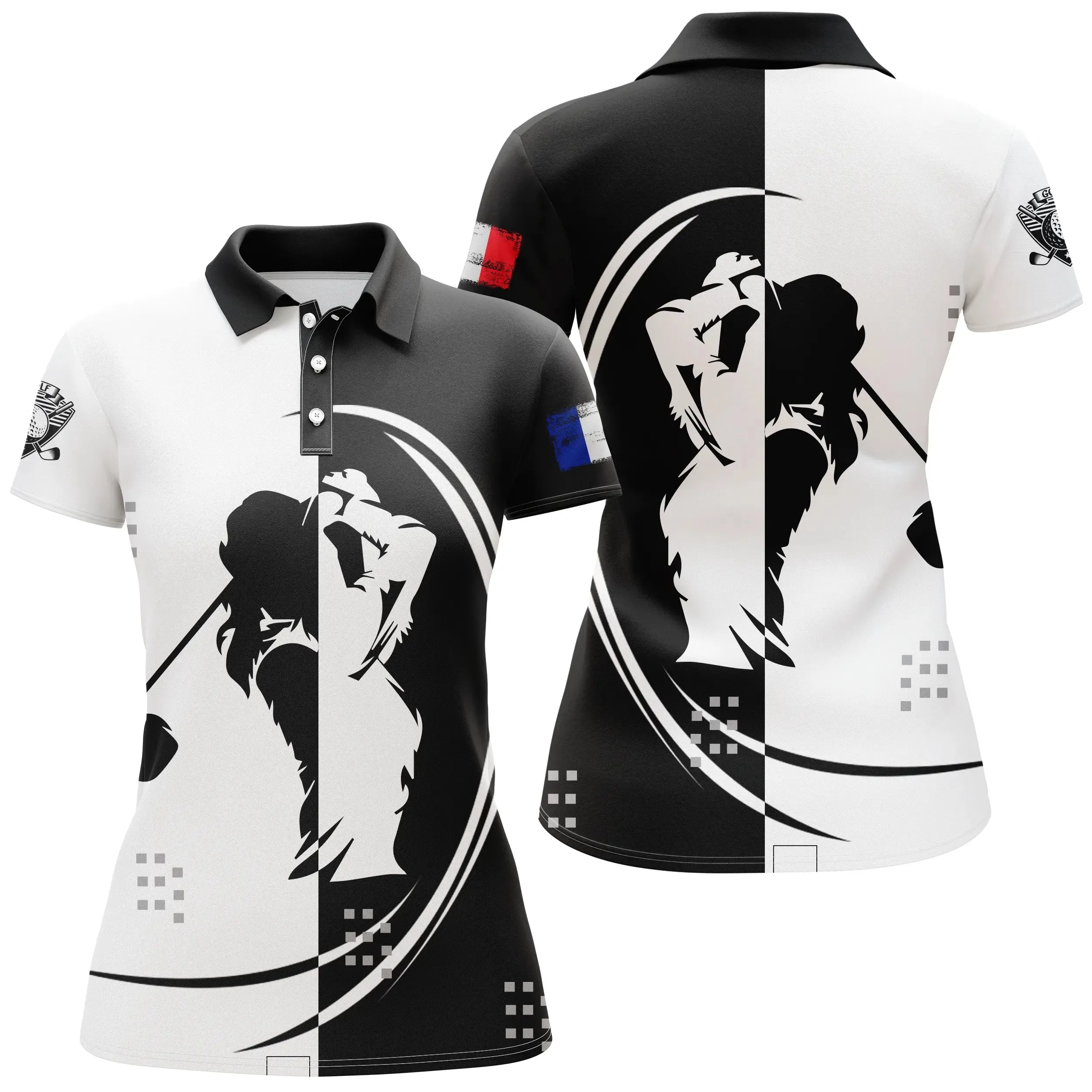 Chiptshirts - Polo De Golf, Cadeau Original Pour Fans De Golf, Polo de Sport Homme et Femme, Golfeur, Golfeuse, Drapeau France, 