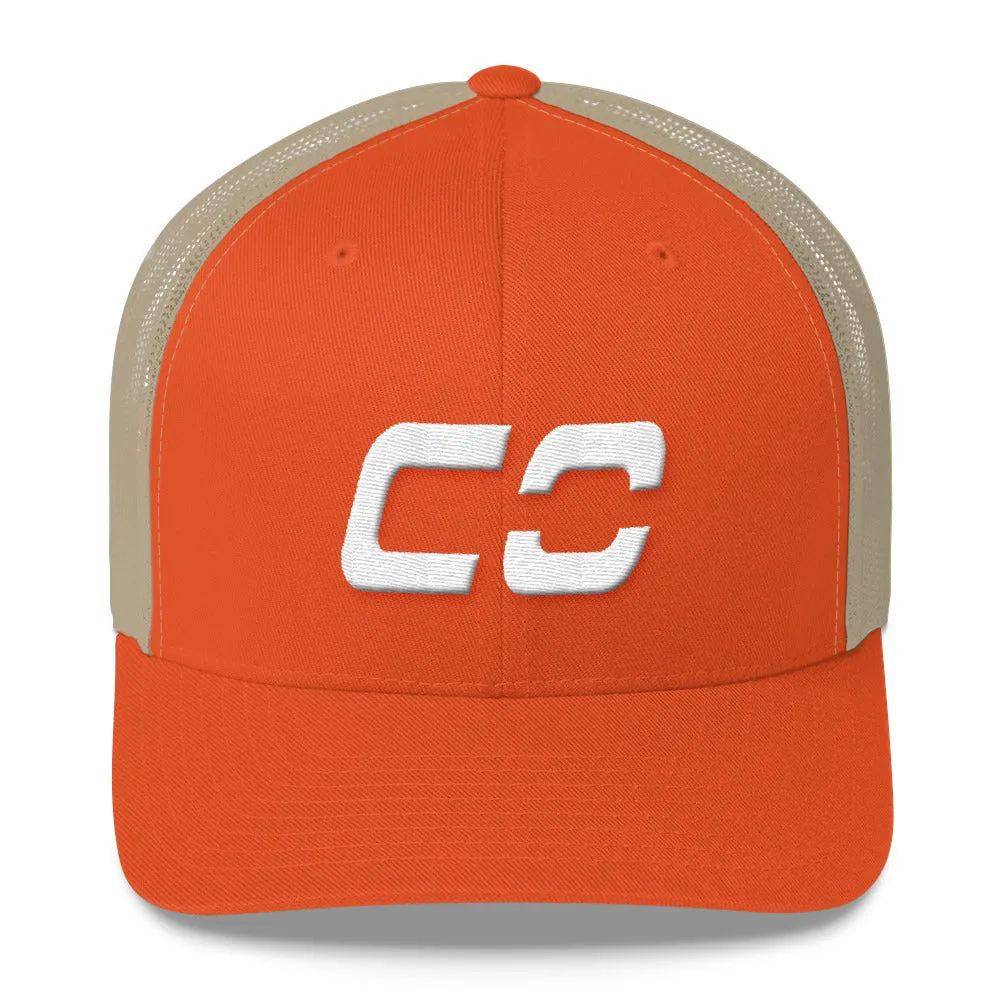 Colorado - Mesh Back Trucker Cap - White Embroidery - CO - Many Hat Color Options Available