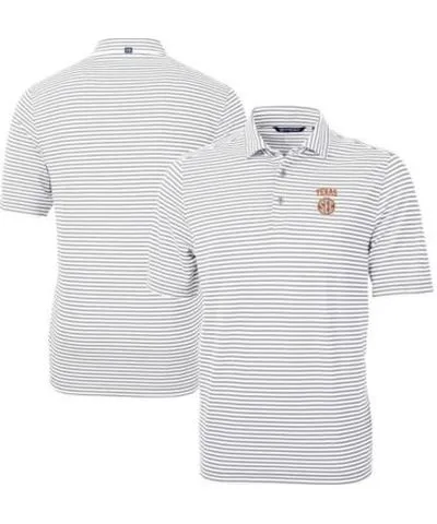 Cutter & Buck Men's NCAA Texas Longhorns SEC Virtue Eco Pique Stripe Recycled Polo