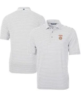 Cutter & Buck Men's NCAA Texas Longhorns SEC Virtue Eco Pique Stripe Recycled Polo