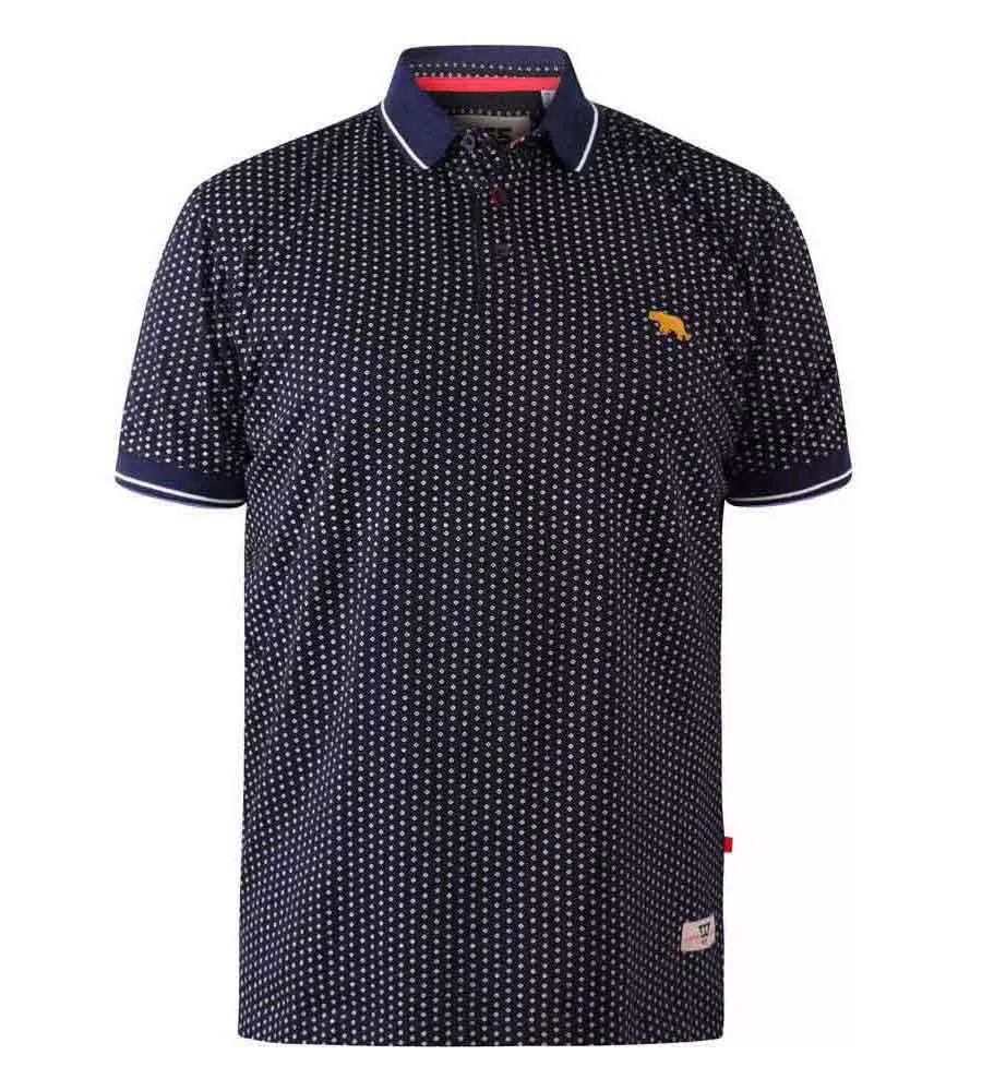 D555 Big Mens Polo Shirt With All Over Print and Chest Embroidery (BATTERSEA)