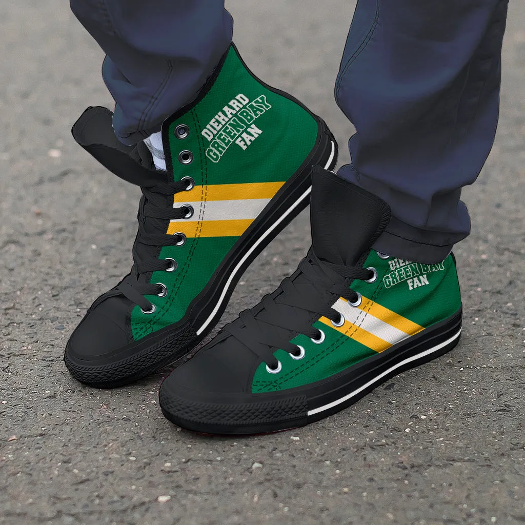 Diehard Green Bay Fan Sports High Top Shoes Black