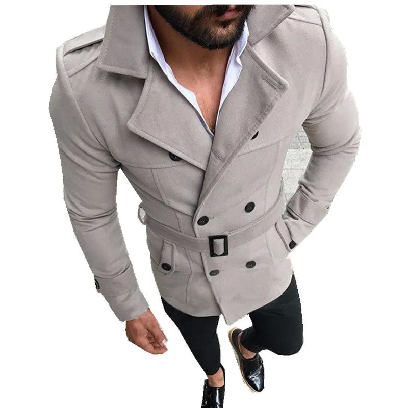 Double-breasted casual trench coat wool coat