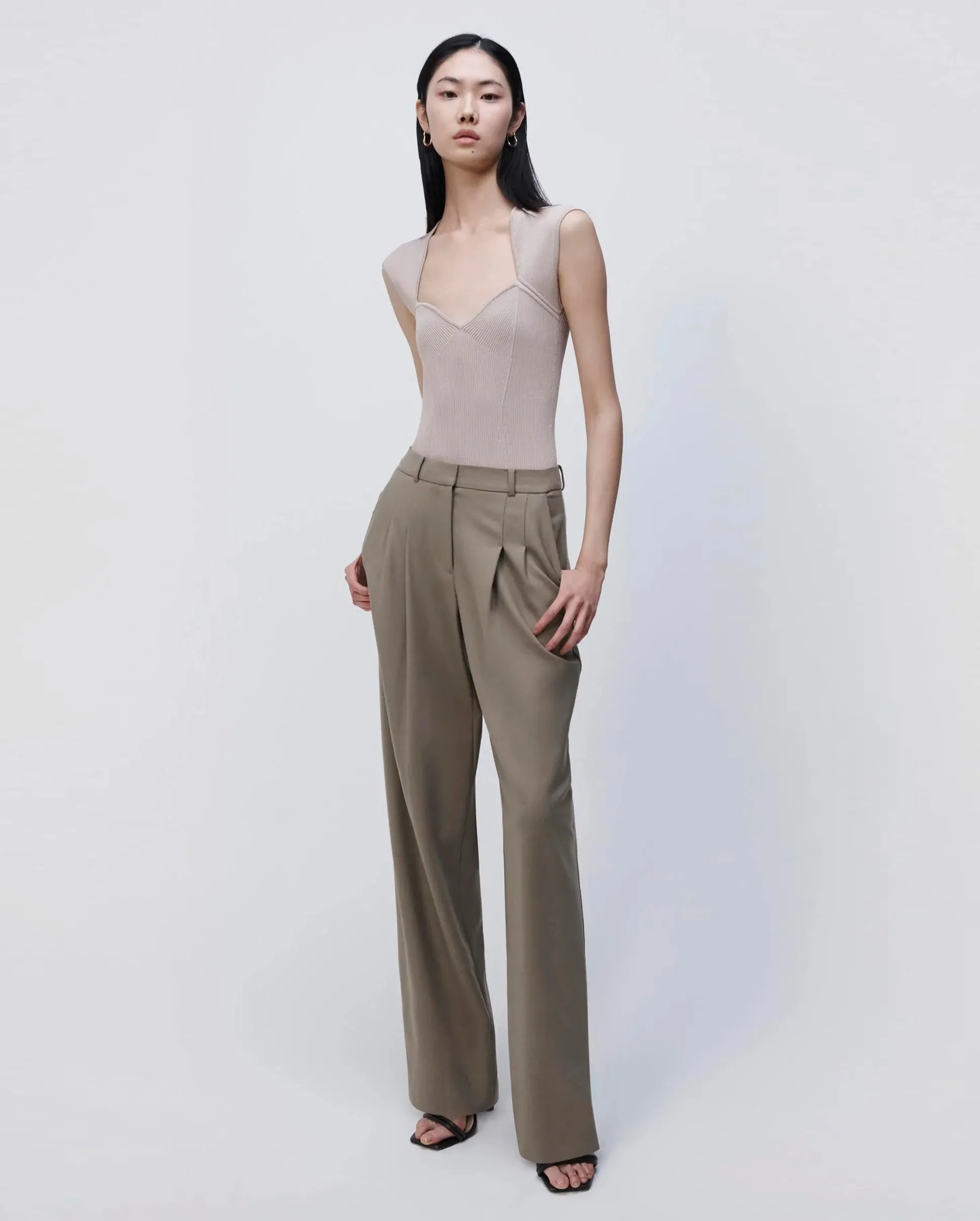 FELICE TWILL PLEATED PANT / WILLOW