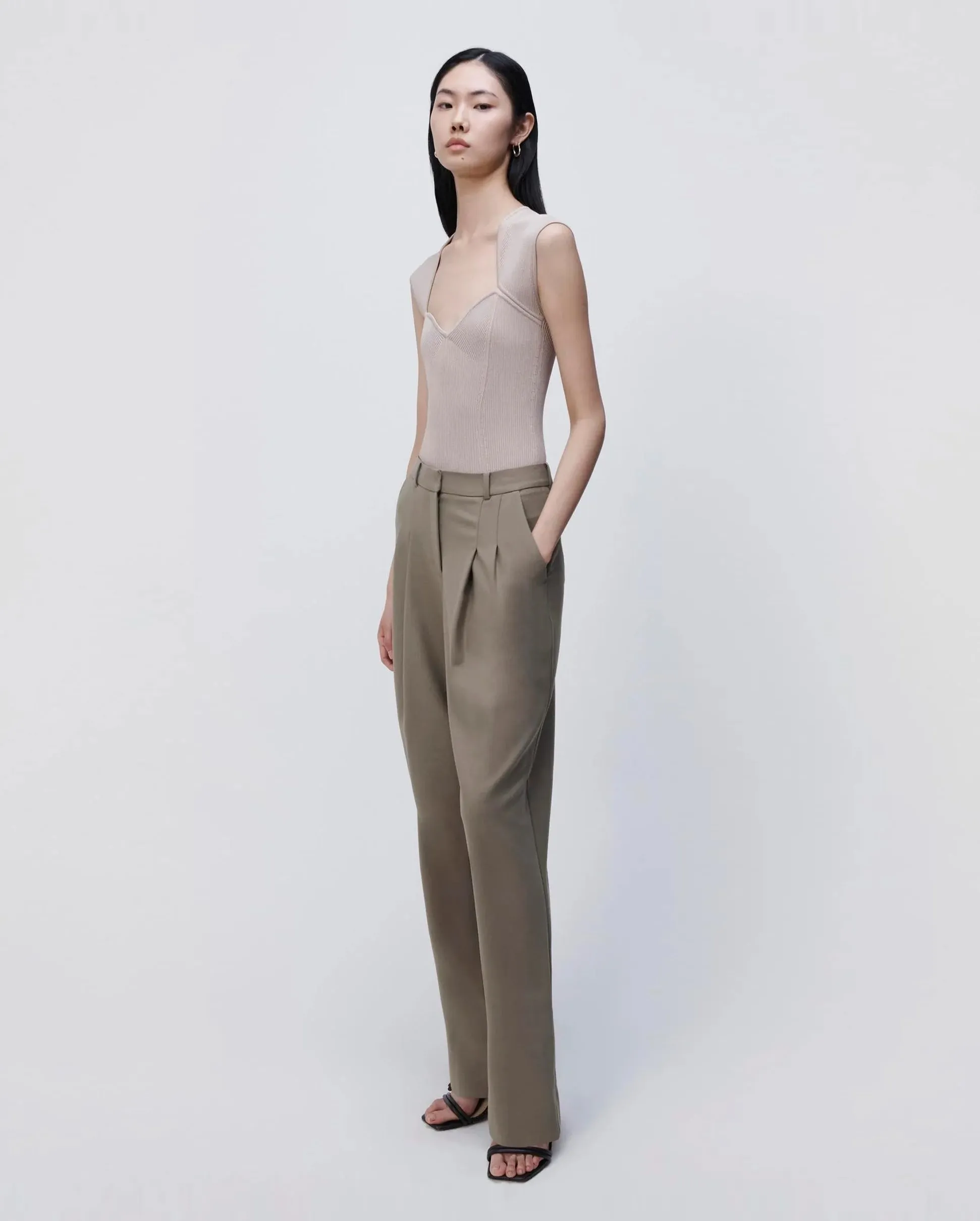 FELICE TWILL PLEATED PANT / WILLOW