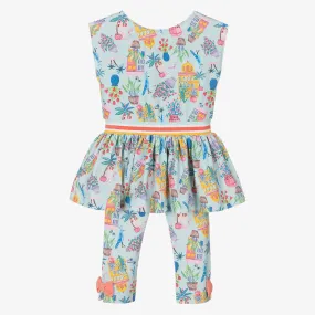 Girls Blue Tropical Island Leggings Set 