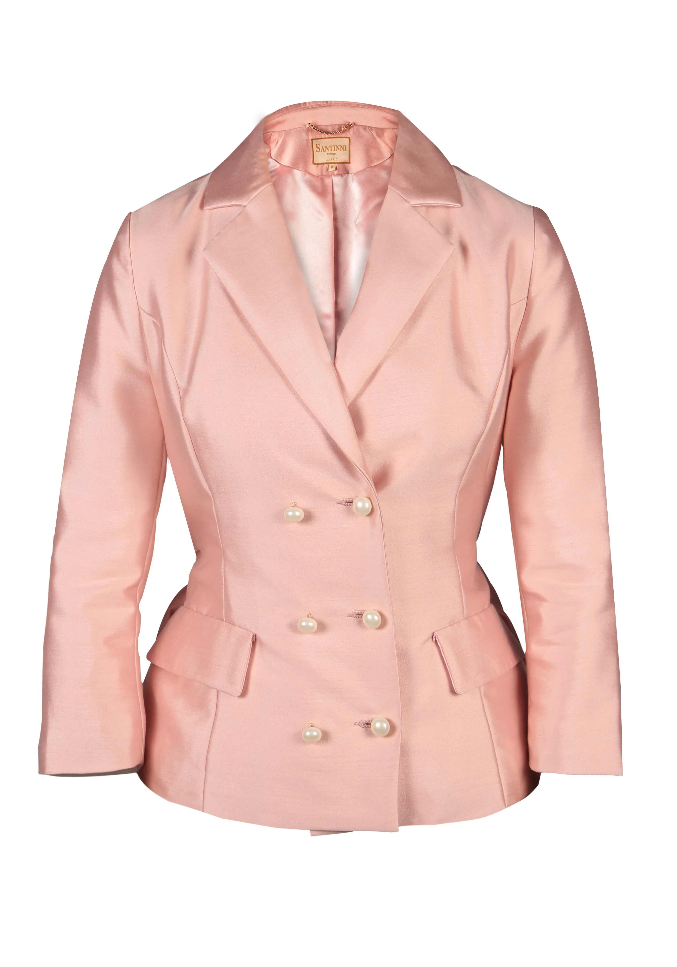 'Grace' Silk and Wool Blazer in Rosa