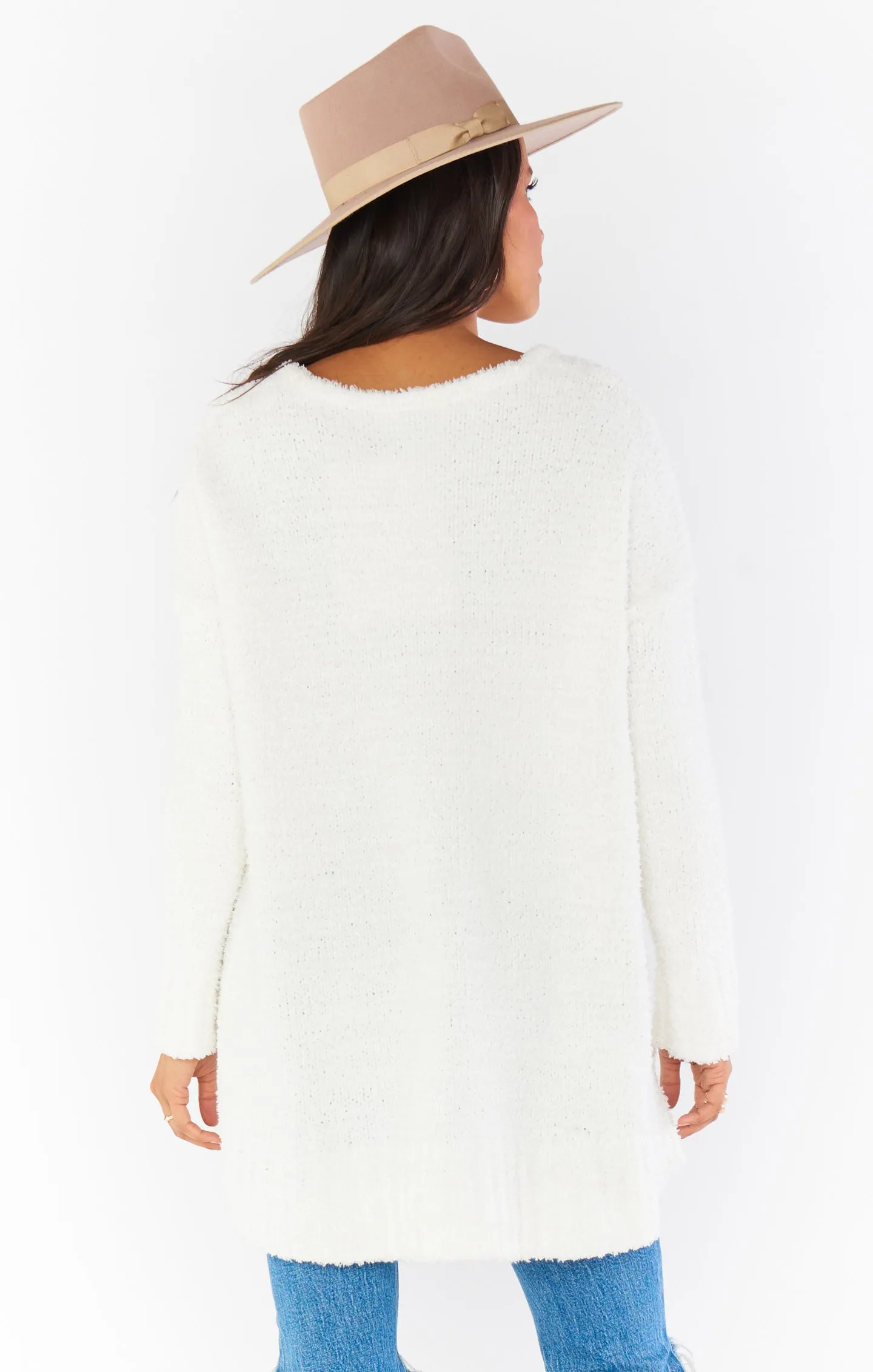 Hug Me Sweater ~ White Fuzzy Knit