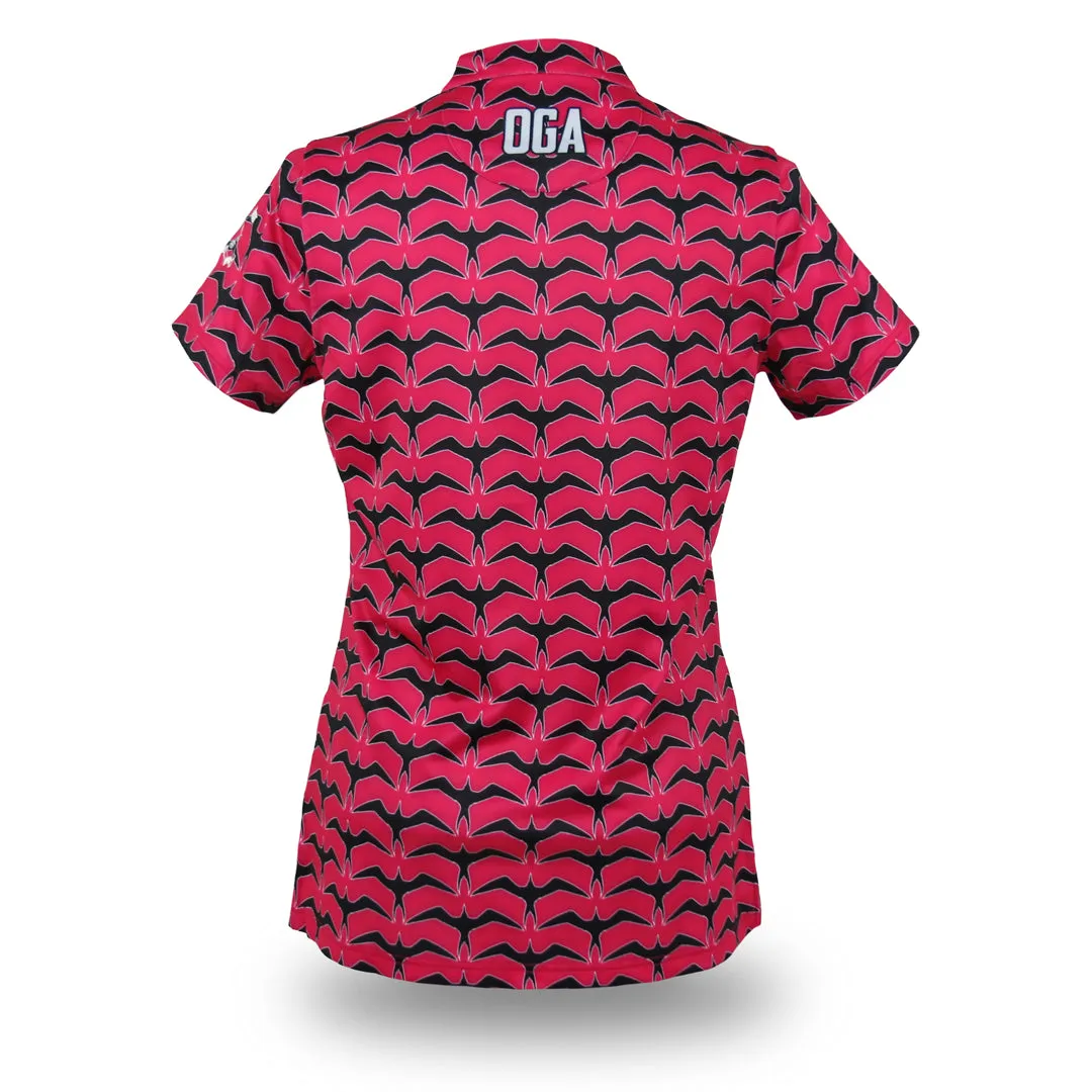 Iwa Flock Pink Sky - OGA Women's Polo - Magenta / Black