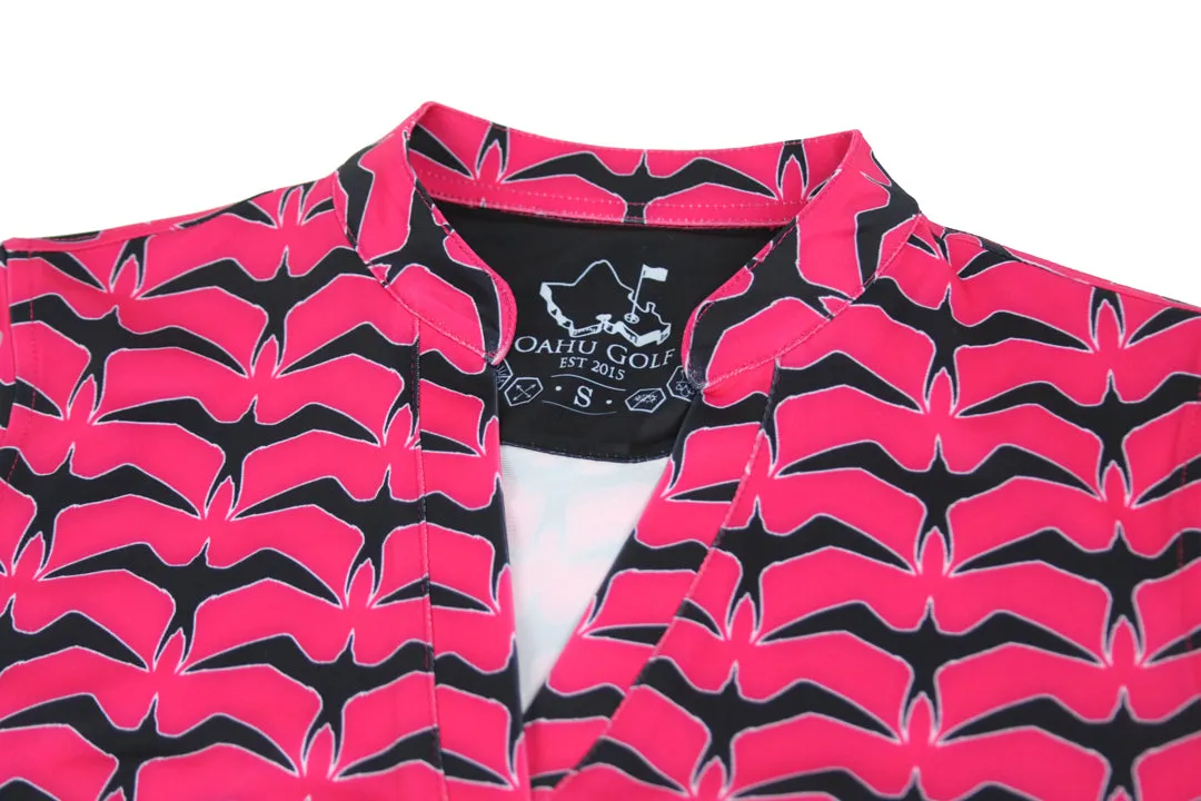 Iwa Flock Pink Sky - OGA Women's Polo - Magenta / Black