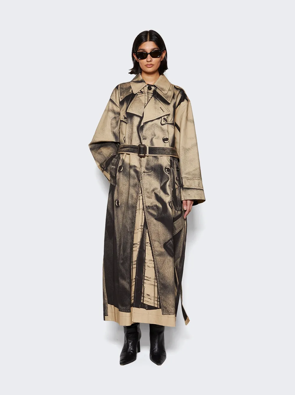 Jean Paul Gaultier   Oversized Trompe L'oeil Trench Coat Sand 