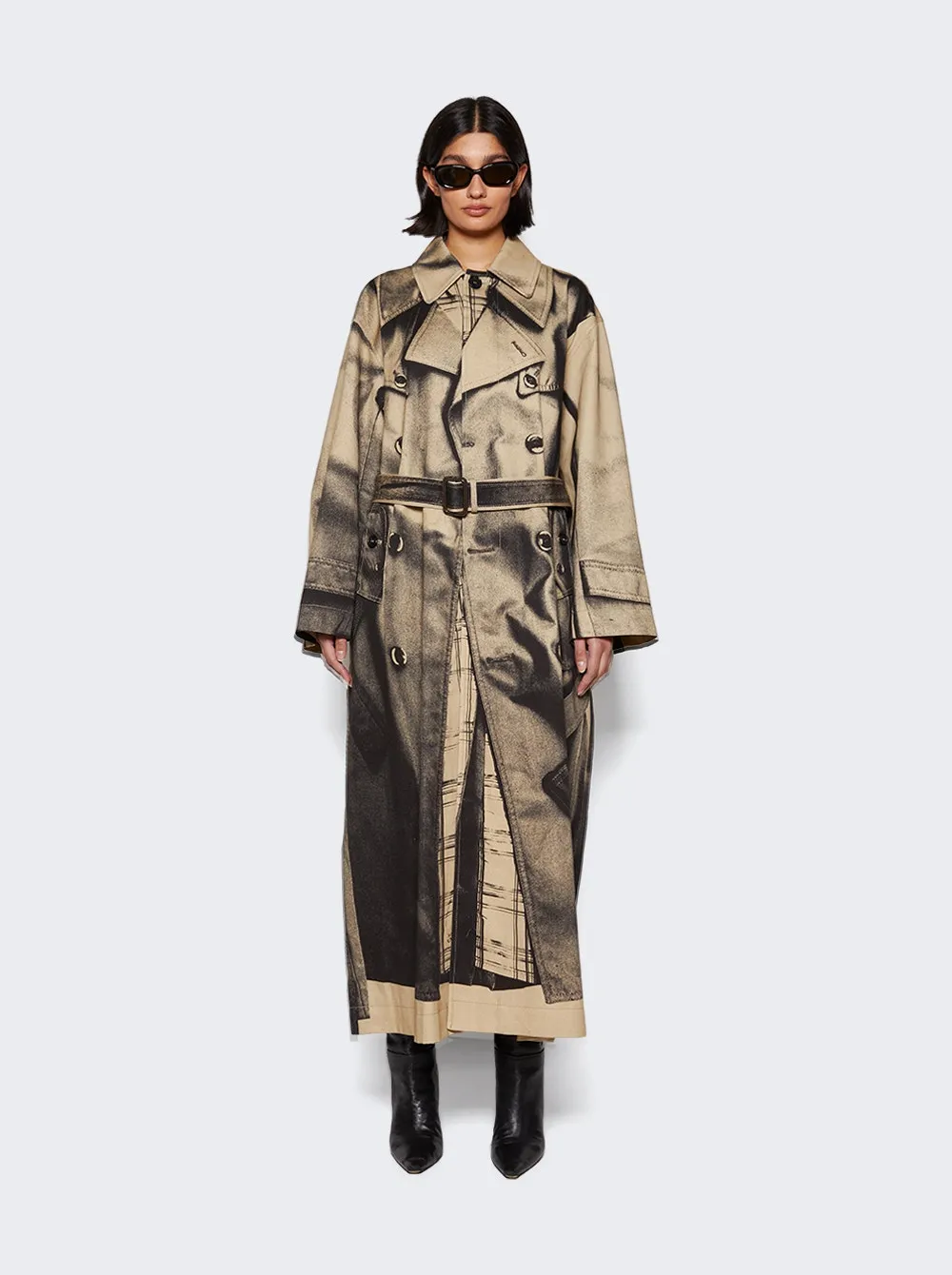 Jean Paul Gaultier   Oversized Trompe L'oeil Trench Coat Sand 