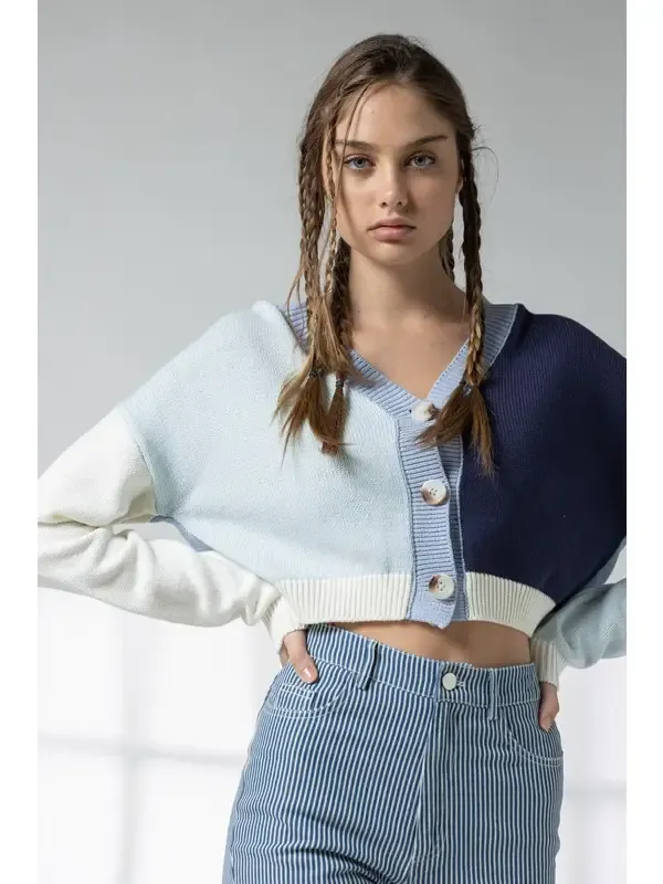 Joan Cropped Blue Sweater