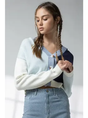 Joan Cropped Blue Sweater