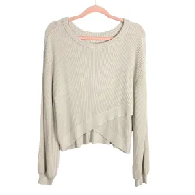 Lululemon Beige Ribbed Boat Neck Faux Wrap Sweater- Size ~S (see notes)