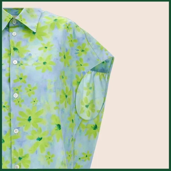 MARNI  |Light green poplin cocoon shirt with Parade print