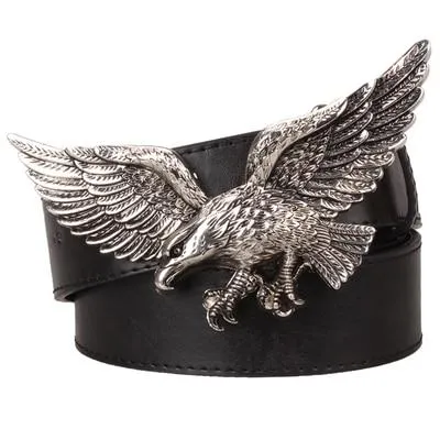 Men and Women Golden Flying Eagle Hawk Punk Rock Metal Buckle Belt