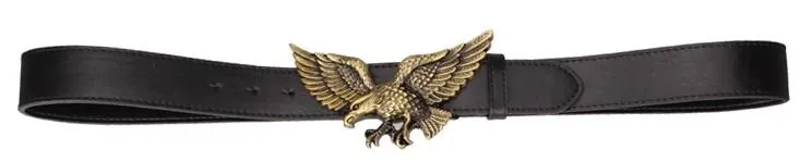 Men and Women Golden Flying Eagle Hawk Punk Rock Metal Buckle Belt