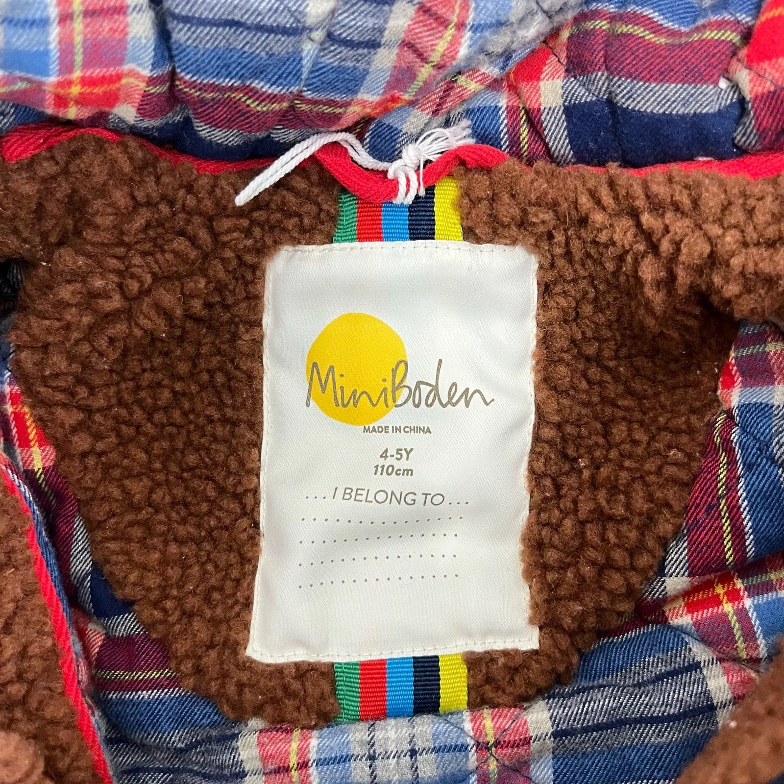 Mini Boden Borg Teddy Bear Duffle Coat Natural Brown 4-5