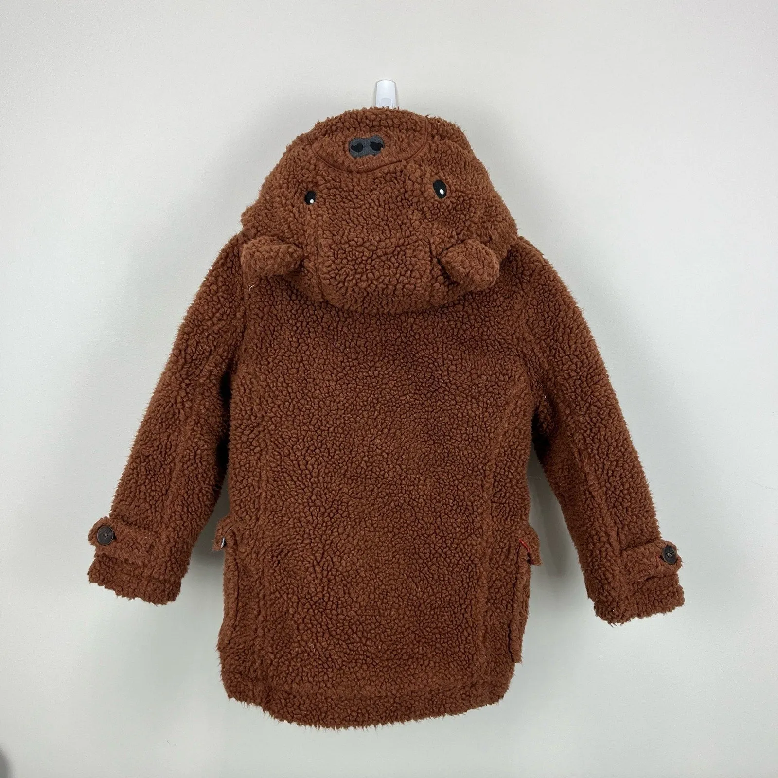 Mini Boden Borg Teddy Bear Duffle Coat Natural Brown 4-5