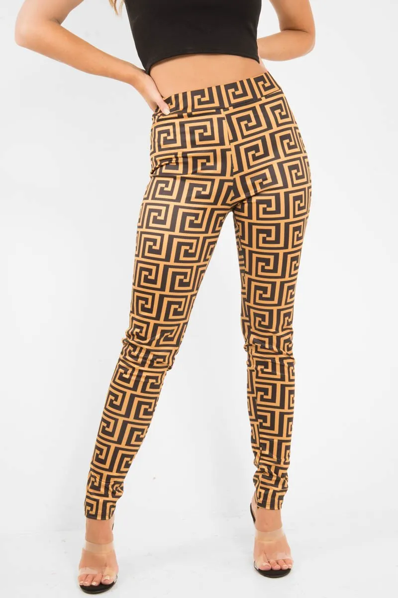 Mustard Aztec Print Leggings - Janie