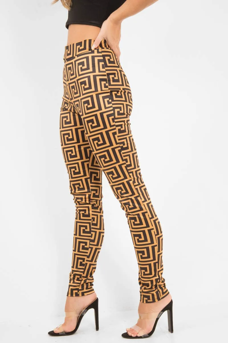 Mustard Aztec Print Leggings - Janie